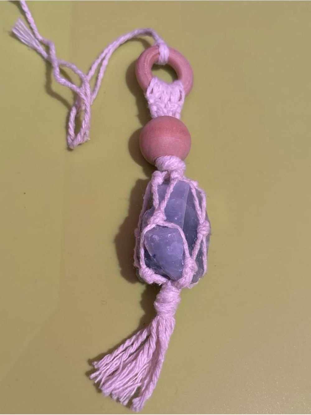 Handmade blue Macrame Crystal Pendant with Tassel